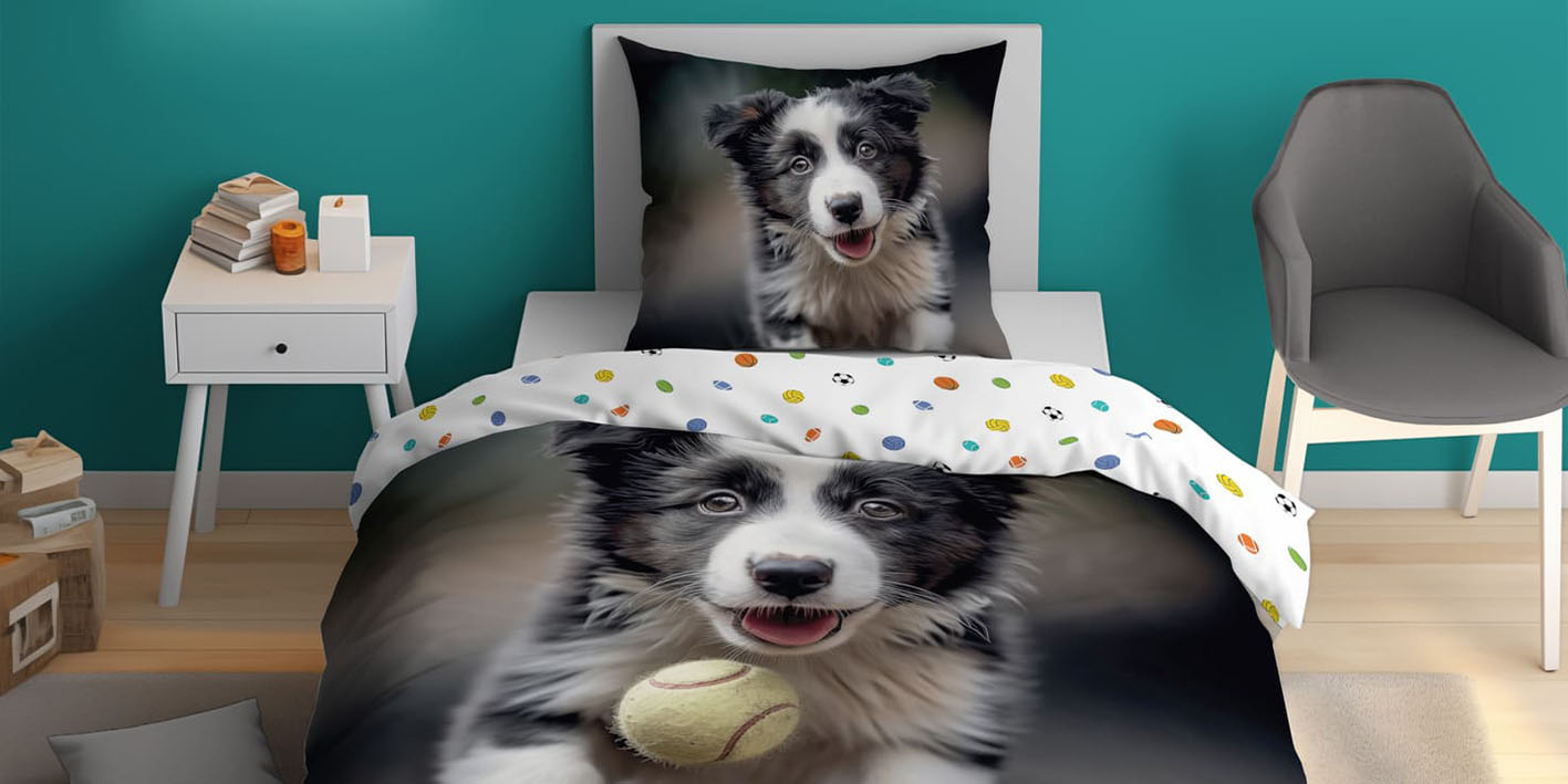 pościel 160x200 świecąca piesek piłki